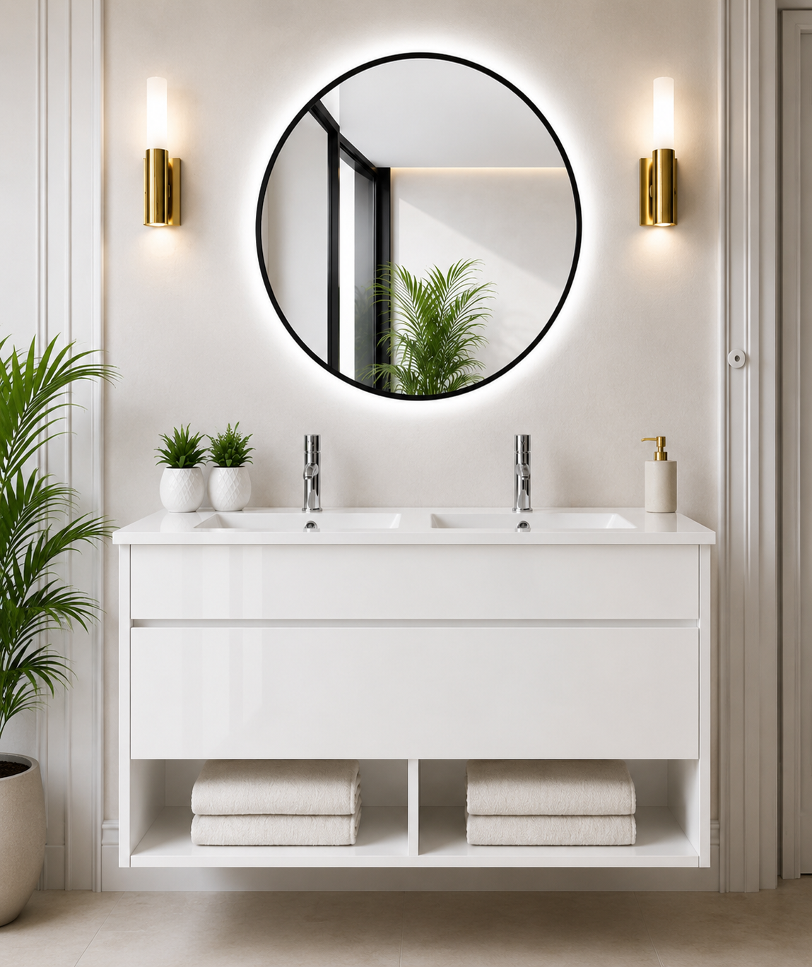 Mueble de baño suspendido NEBARI con cajón y lavabo extraplano
