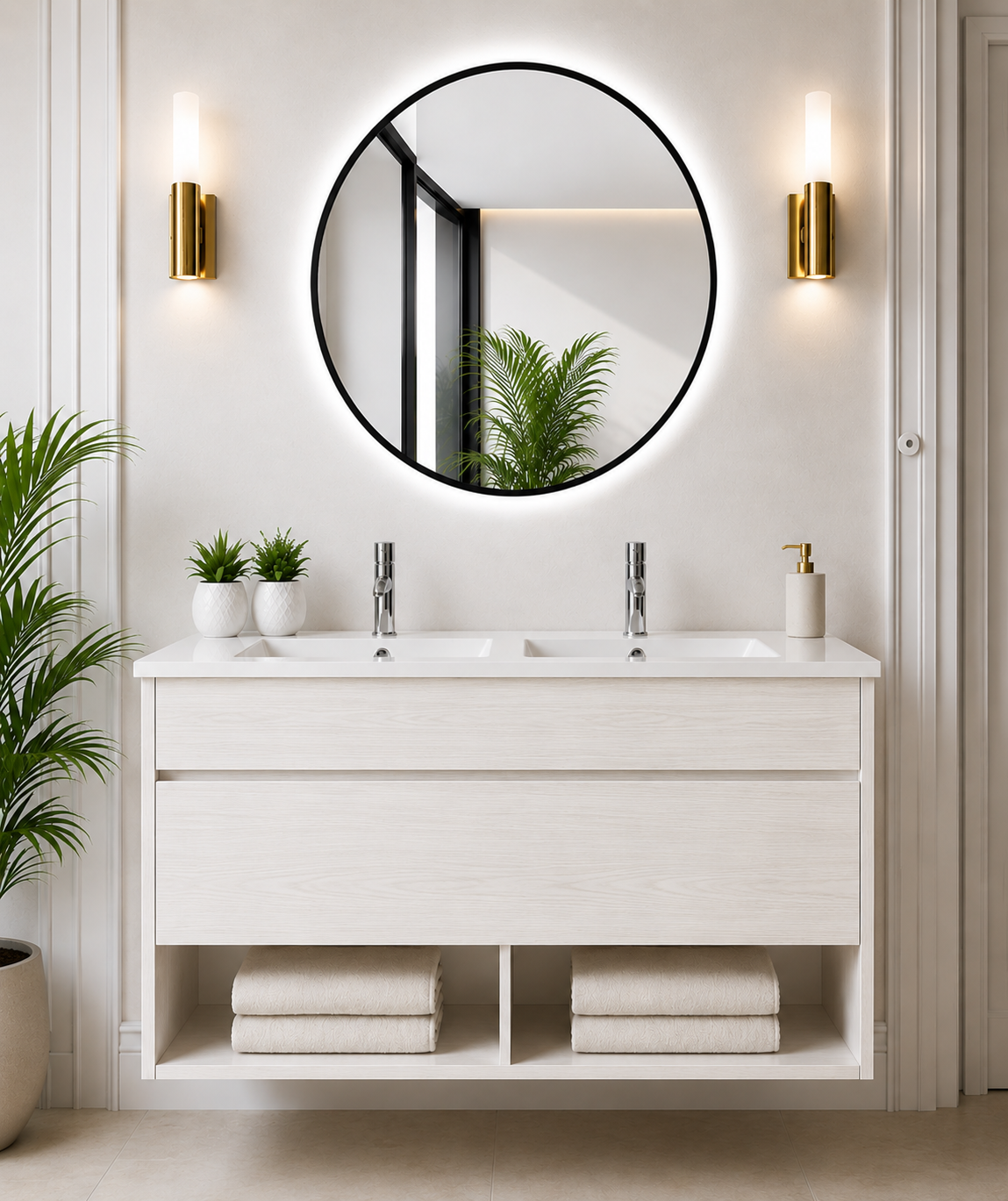 Mueble de baño suspendido NEBARI con cajón y lavabo extraplano